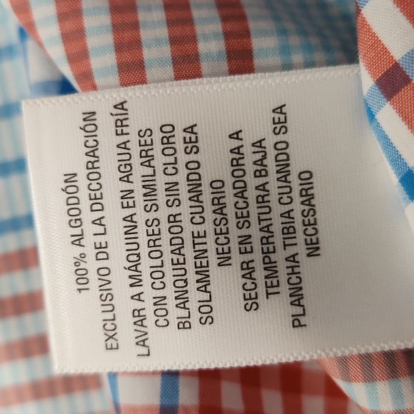 CLUB ROOM MENS BUTTON DOWN SHIRT  SIZE L RED, BLUE PLAID 100% COTTON - Picture 7 of 8
